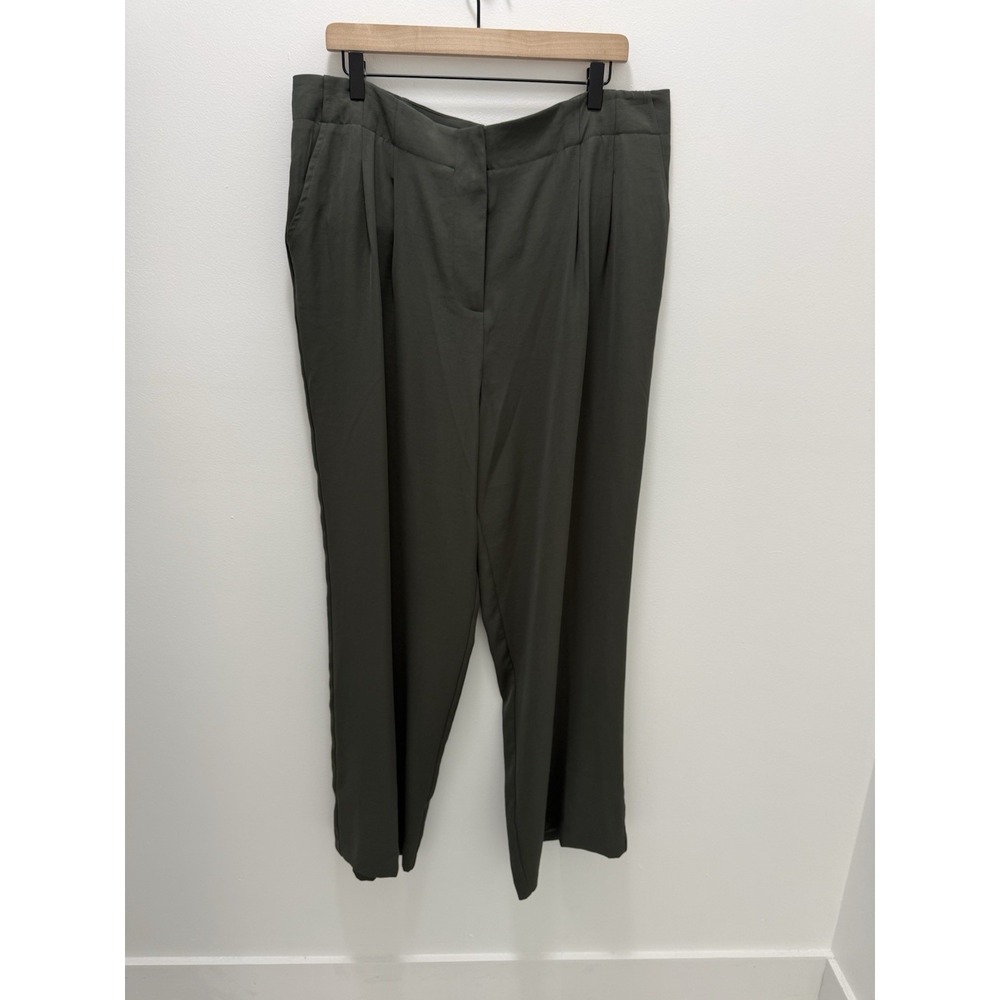 Skies Are Blue Curvy 1X Dark Olive Pleated Tapered Pants High Rise NWT